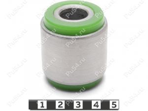 Trailing arm silent block, rear suspension. (hub), OD=34.2 mm, Código de product 1-06-5002, Poliuretano, PU54/M80/verde, Imagen №1