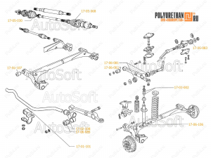 Silent blocks,dust boots and bushings set for VAZ 2108 – VAZ 2109, Código de product 17-21-009, Poliuretano, Imagen №2