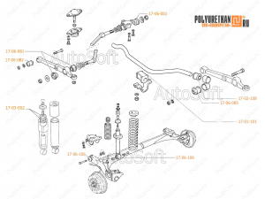 Silent blocks and bushings set for VAZ Niva 21214M since 2010, Código de product 17-21-007, Poliuretano, Imagen №2