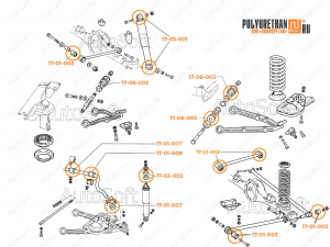 Silent blocks and bushings set for VAZ-2123 «Chevrolet Niva» untill 2009., Código de product 17-21-003, Poliuretano, Imagen №2