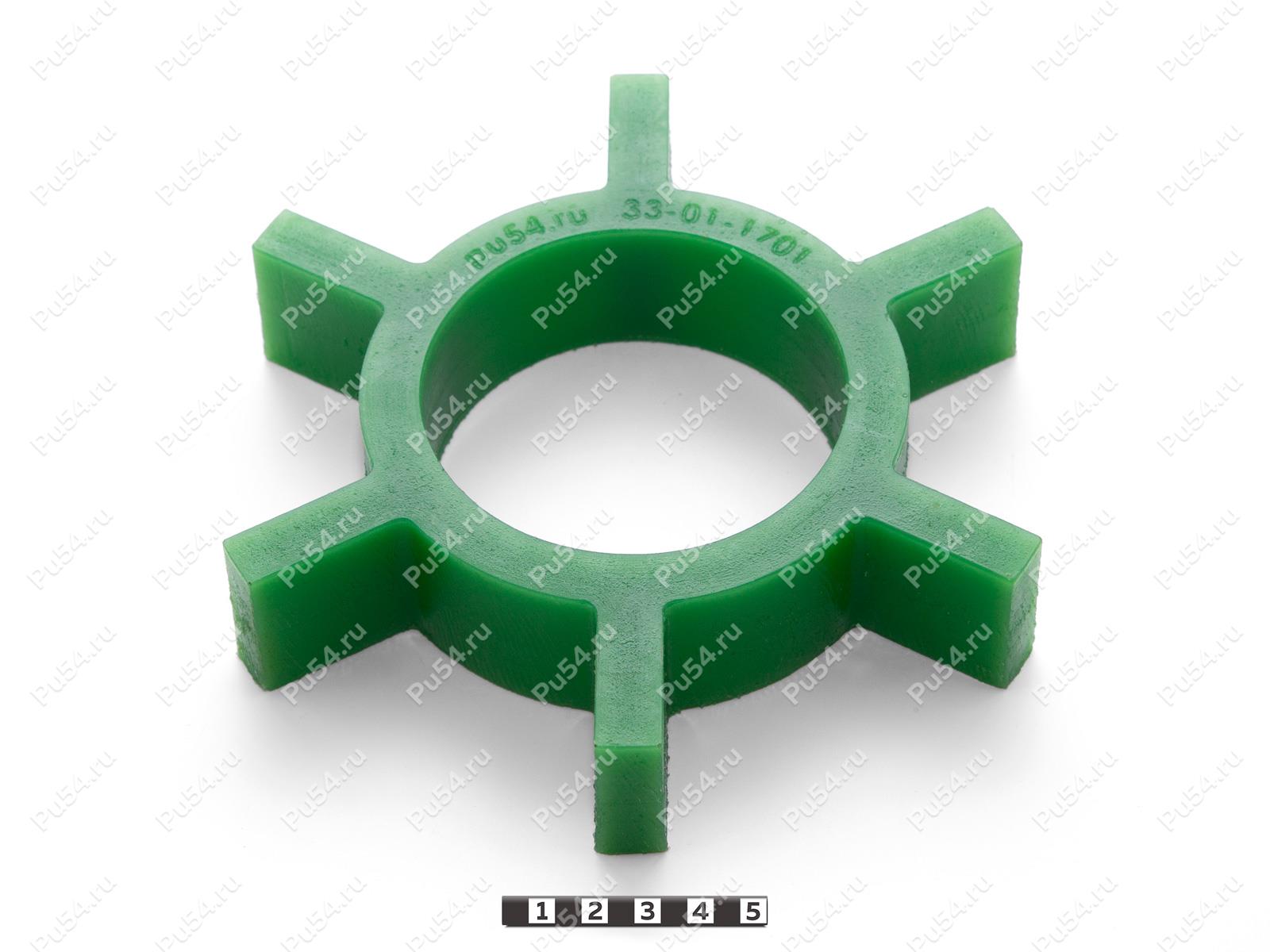 Вставка упругой муфты D145 x d 70 x H28, Código de product 33-01-1701, Poliuretano, PU54/M80/зеленый, Imagen №1
