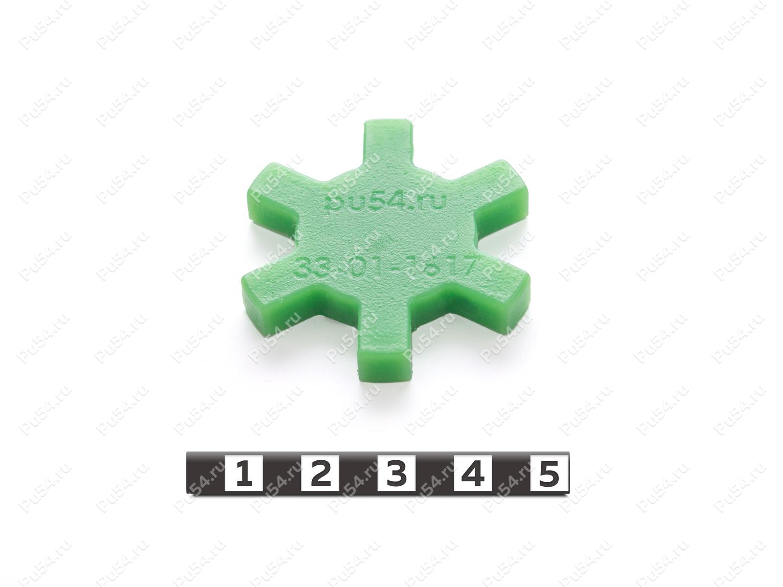 Втулка упругая пальца муфты D42 x d25 x H 6, Código de product 33-01-1617, Poliuretano, PU54/M80/зеленый, Imagen №1