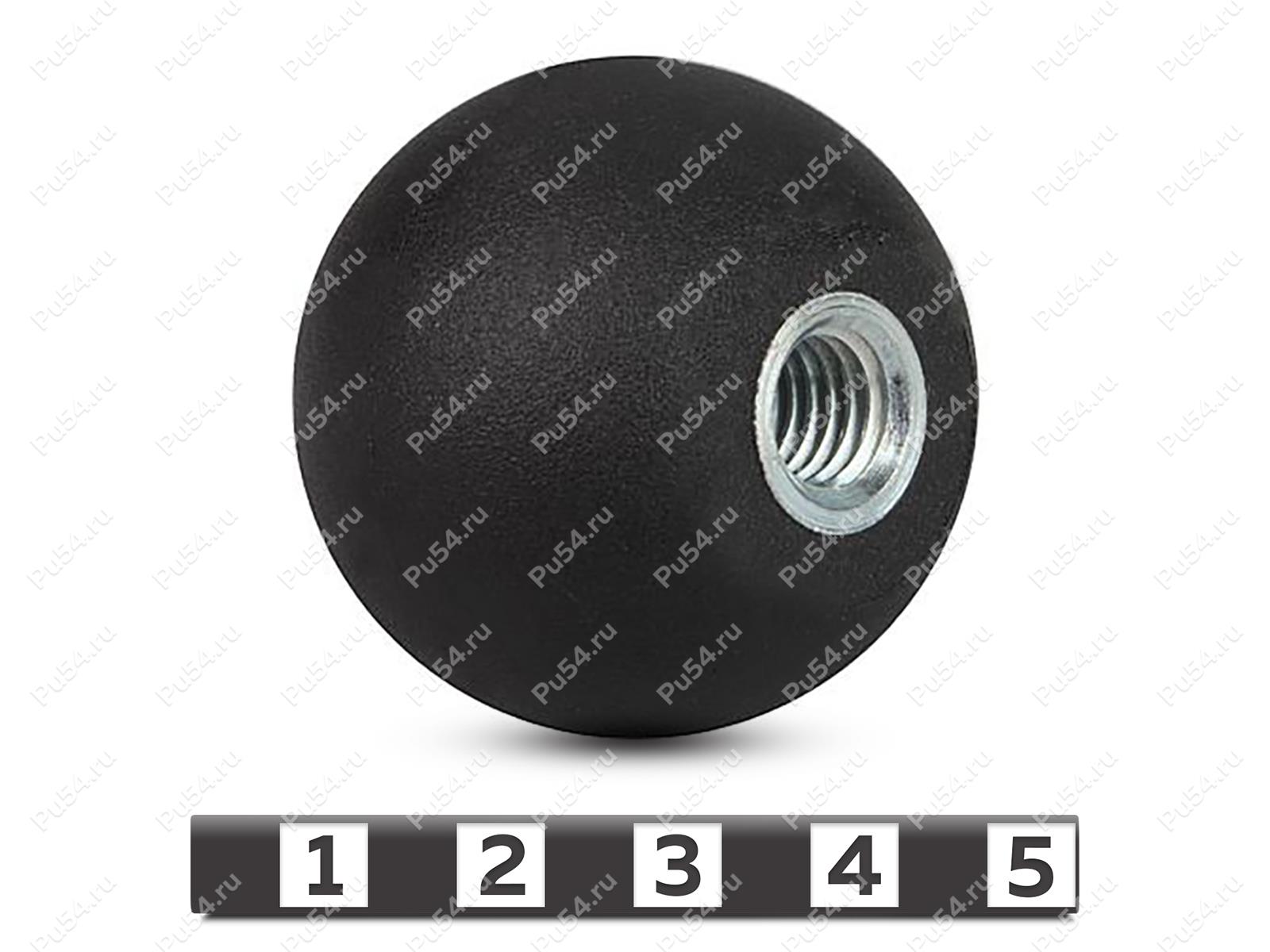 Ball handle with M6 threaded hole, D = 35, Código de product 62-06-035-01, Poliuretano, PU54/M72/черный, Imagen №1
