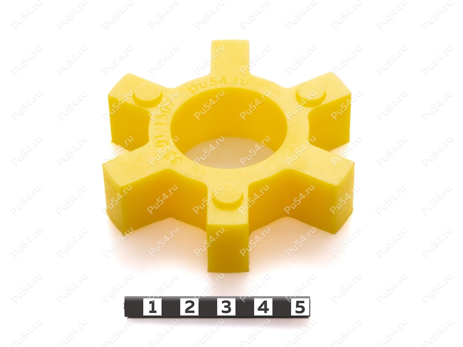 Вставка упругой муфты эластичная (звездочка) D 76,3 x d 32,6 x H 19,2, Código de product 33-01-1507, Poliuretano, PU54/M95/желтый, Imagen №1